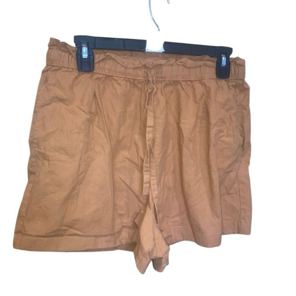Uniqlo Linen Blend Pull On Brown Drawstring Shorts Size Medium #779